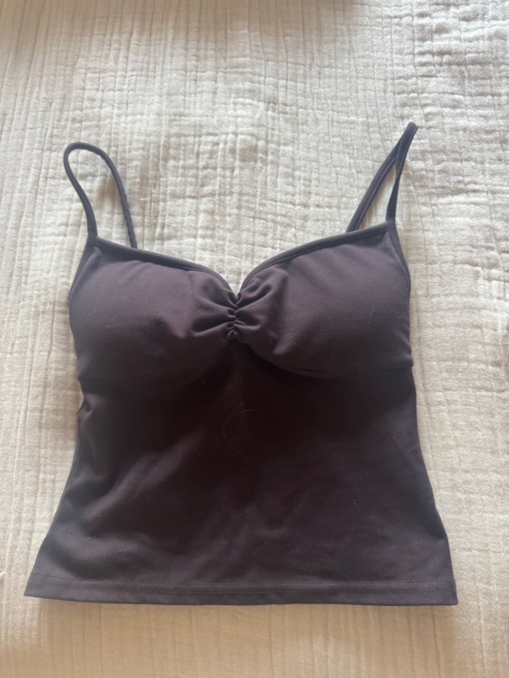 Black Ruched Bust Crop Cami Top